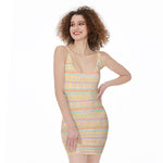 Pastel Aztec Tribal Pattern Print Sleeveless Bodycon Dress