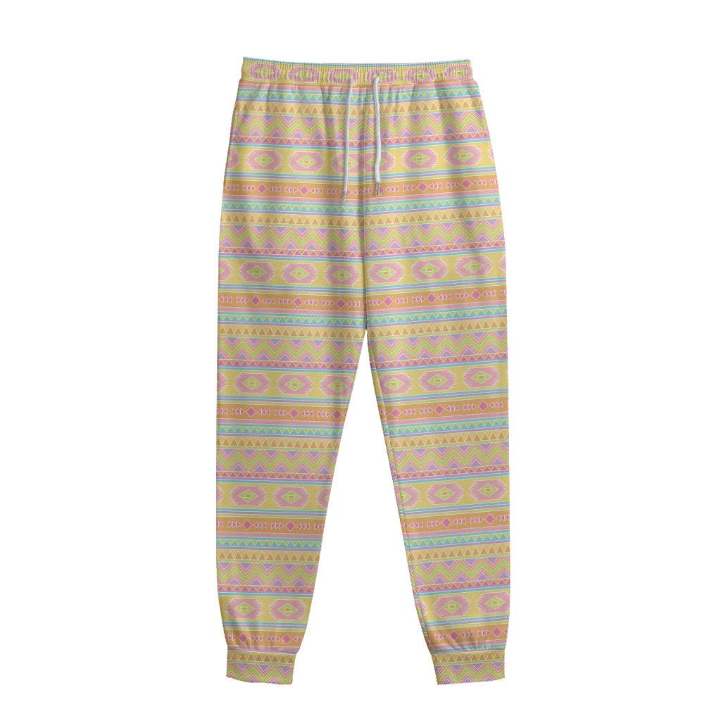 Pastel Aztec Tribal Pattern Print Sweatpants
