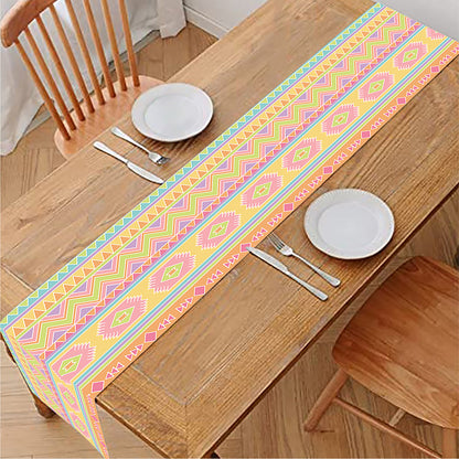 Pastel Aztec Tribal Pattern Print Table Runner