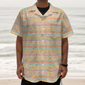 Pastel Aztec Tribal Pattern Print Textured Short Sleeve Shirt