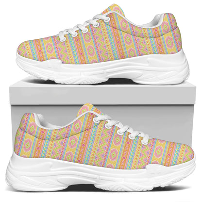 Pastel Aztec Tribal Pattern Print White Chunky Shoes