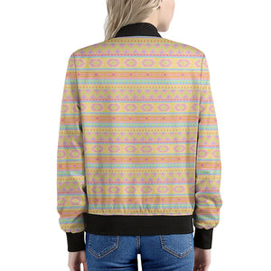 Pastel Aztec Tribal Pattern Print Women's Bomber Jacket