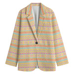 Pastel Aztec Tribal Pattern Print Women's Cotton Blazer