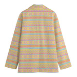 Pastel Aztec Tribal Pattern Print Women's Cotton Blazer