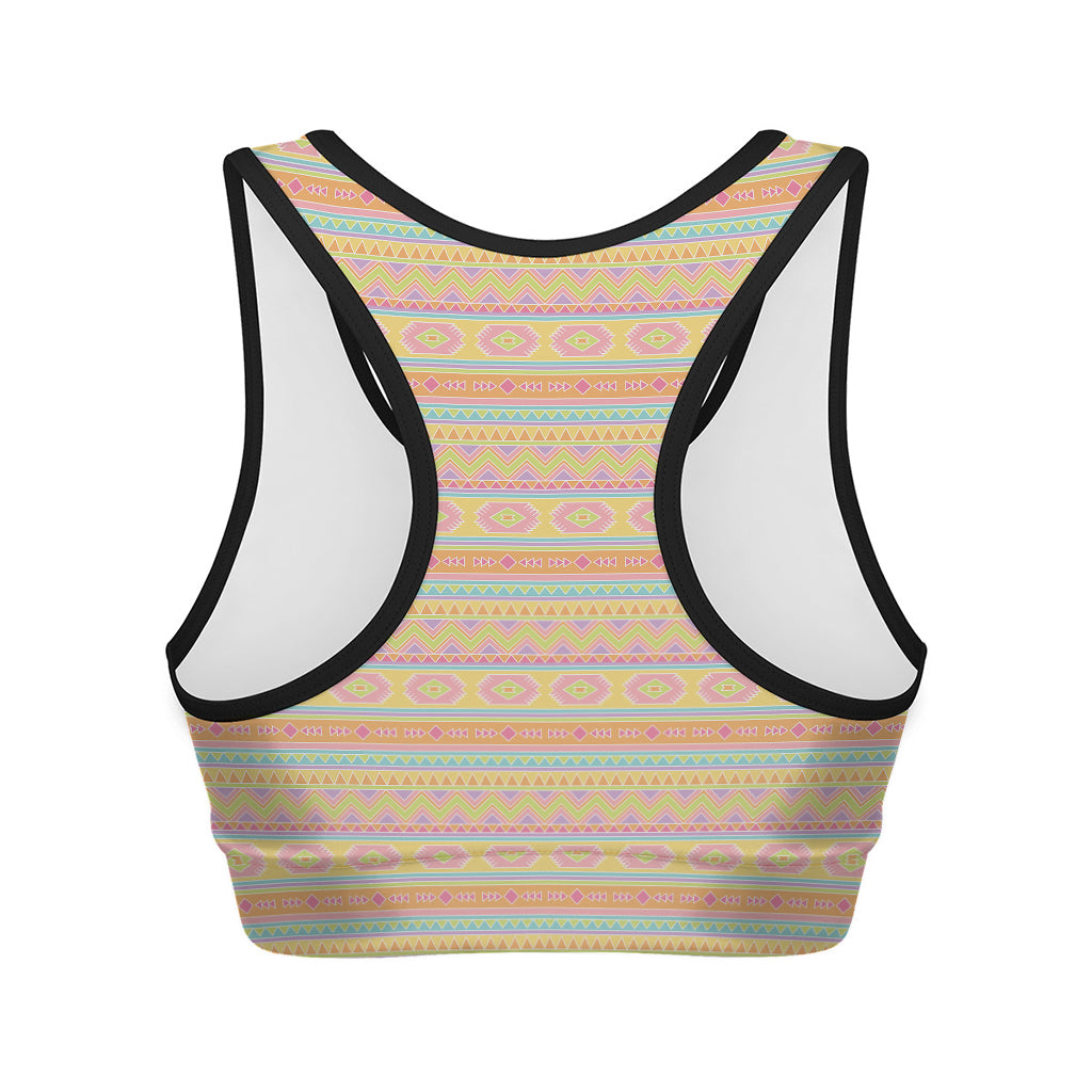 Pastel Aztec Tribal Pattern Print Women's Sports Bra