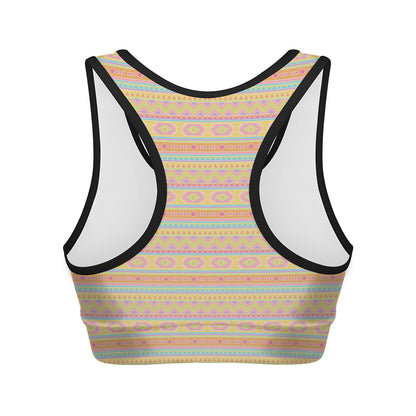Pastel Aztec Tribal Pattern Print Women's Sports Bra