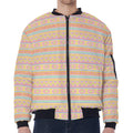 Pastel Aztec Tribal Pattern Print Zip Sleeve Bomber Jacket