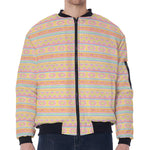 Pastel Aztec Tribal Pattern Print Zip Sleeve Bomber Jacket