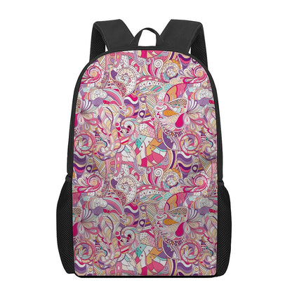 Pastel Bohemian Floral Pattern Print 17 Inch Backpack