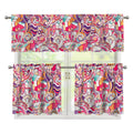 Pastel Bohemian Floral Pattern Print 3 Piece Kitchen Curtains