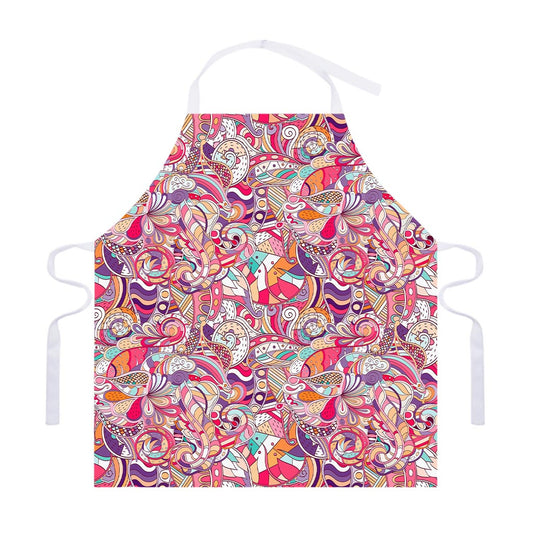 Pastel Bohemian Floral Pattern Print Adjustable Apron