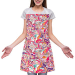 Pastel Bohemian Floral Pattern Print Adjustable Apron