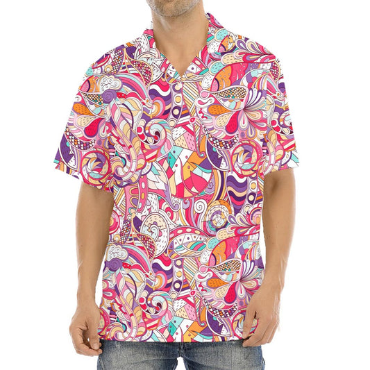 Pastel Bohemian Floral Pattern Print Aloha Shirt