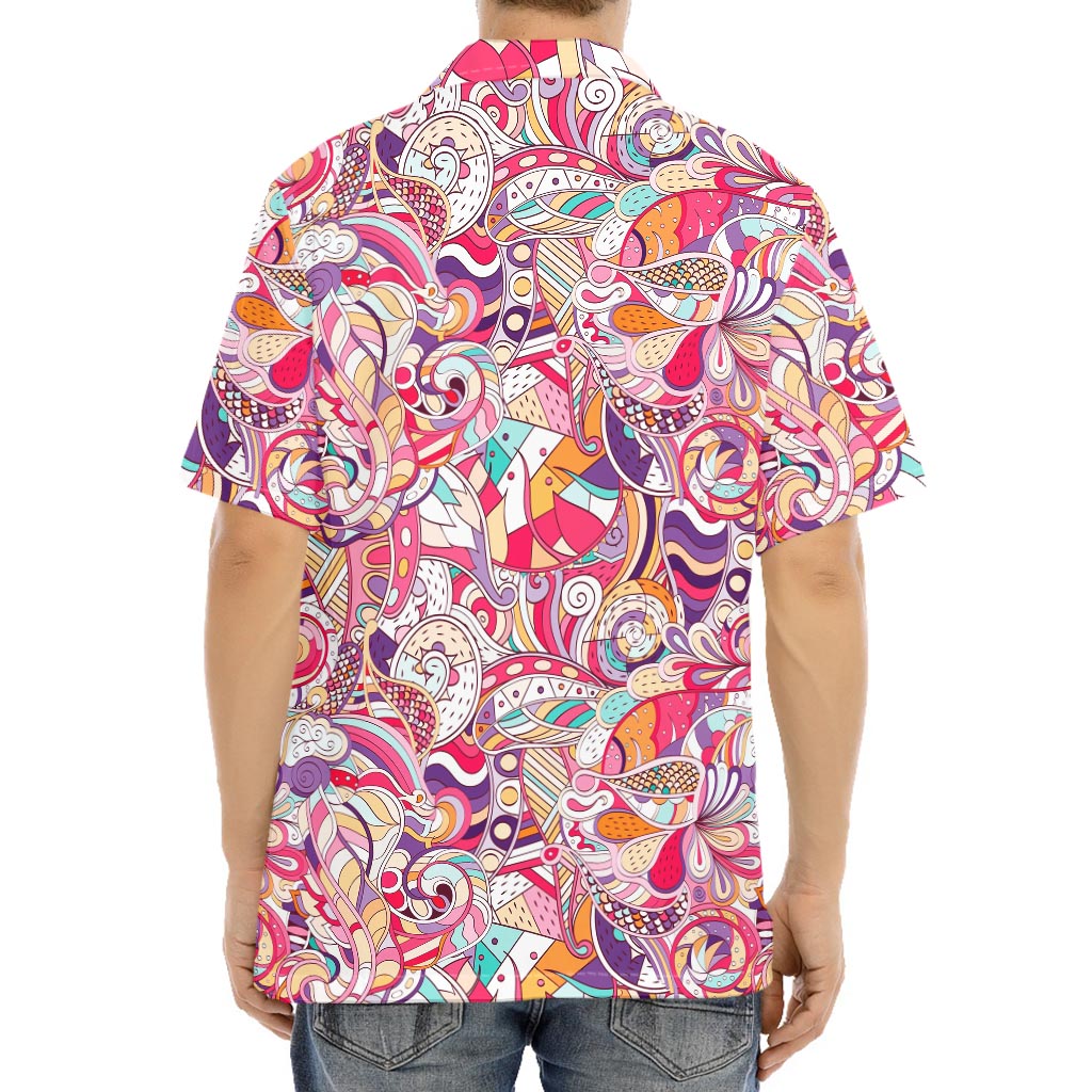 Pastel Bohemian Floral Pattern Print Aloha Shirt