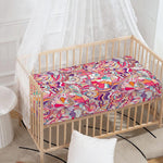 Pastel Bohemian Floral Pattern Print Baby Crib Sheet