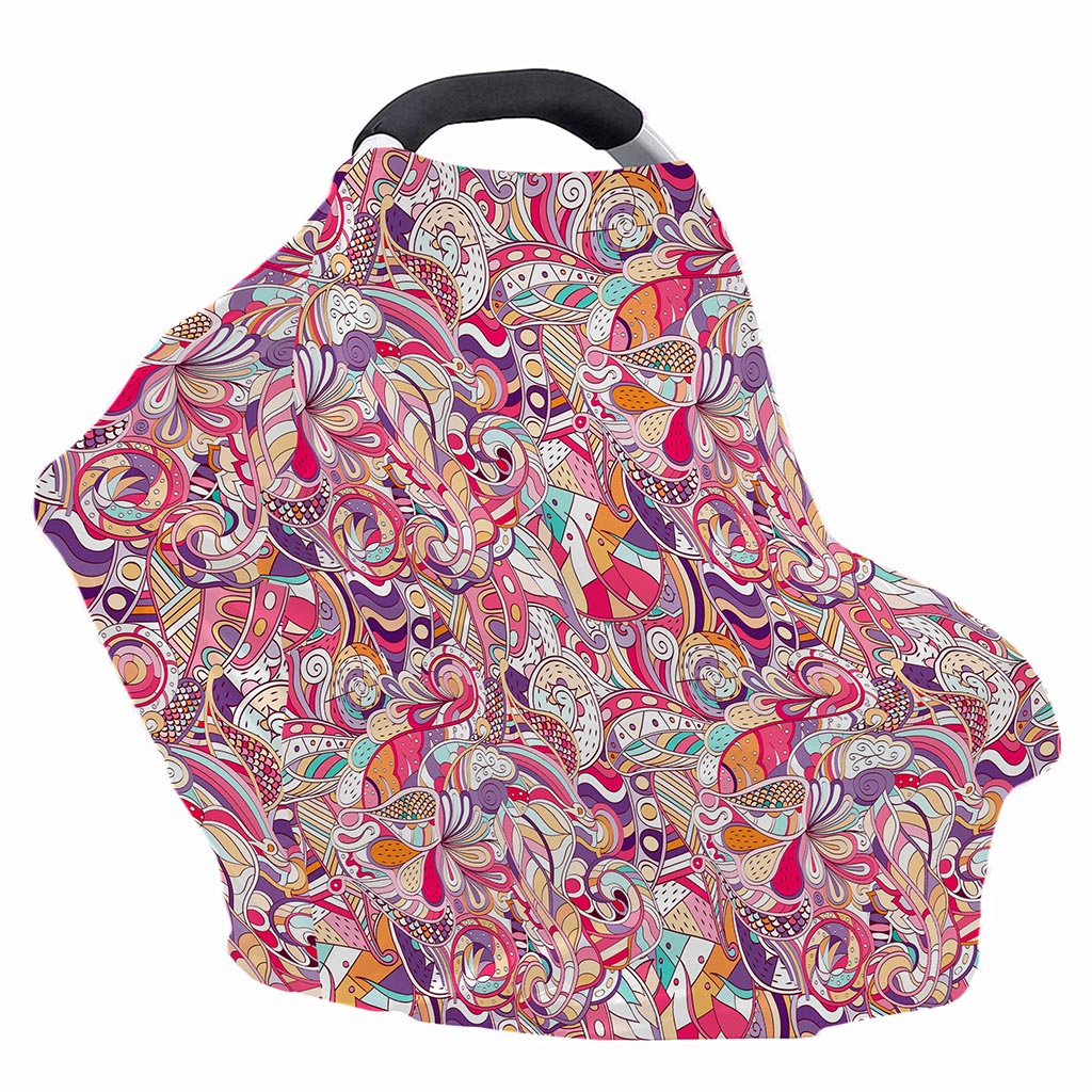 Pastel Bohemian Floral Pattern Print Baby Seat Cover
