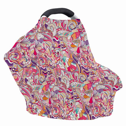 Pastel Bohemian Floral Pattern Print Baby Seat Cover