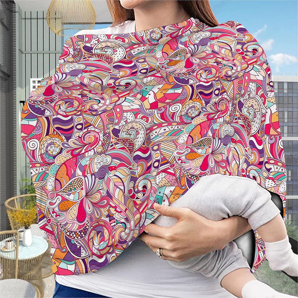 Pastel Bohemian Floral Pattern Print Baby Seat Cover