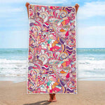 Pastel Bohemian Floral Pattern Print Beach Towel