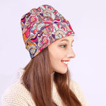 Pastel Bohemian Floral Pattern Print Beanie