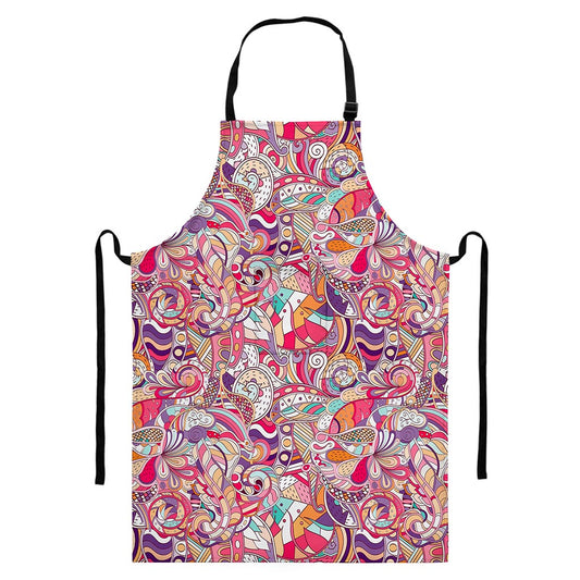 Pastel Bohemian Floral Pattern Print Bib Apron With Pocket