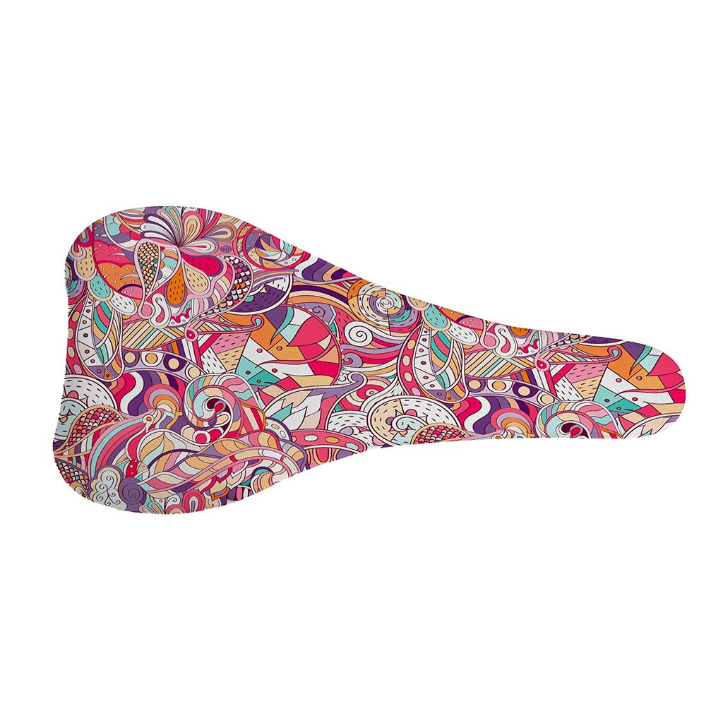 Pastel Bohemian Floral Pattern Print Bicycle Seat Cover