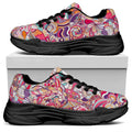 Pastel Bohemian Floral Pattern Print Black Chunky Shoes