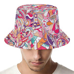 Pastel Bohemian Floral Pattern Print Bucket Hat