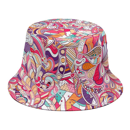 Pastel Bohemian Floral Pattern Print Bucket Hat