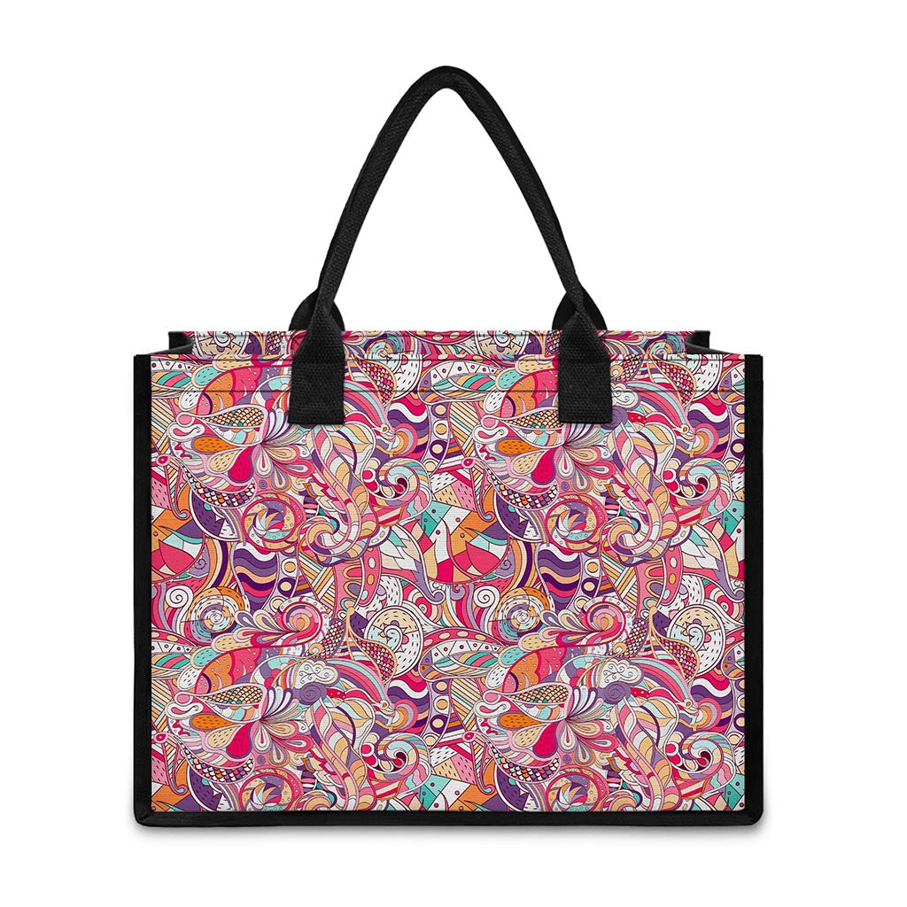 Pastel Bohemian Floral Pattern Print Canvas Tote Bag