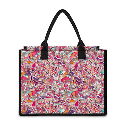 Pastel Bohemian Floral Pattern Print Canvas Tote Bag
