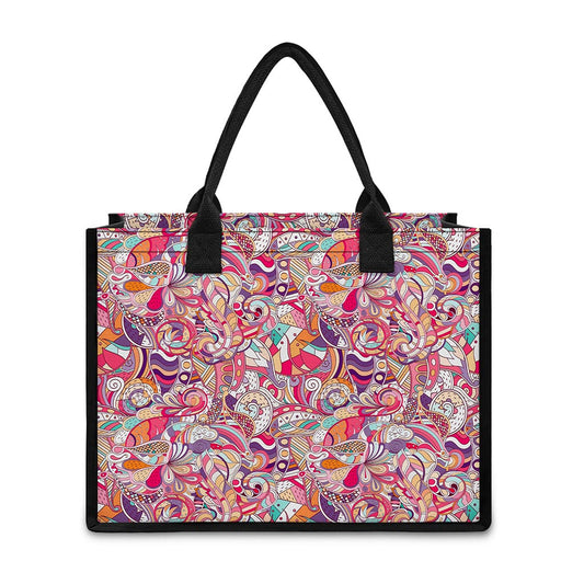 Pastel Bohemian Floral Pattern Print Canvas Tote Bag