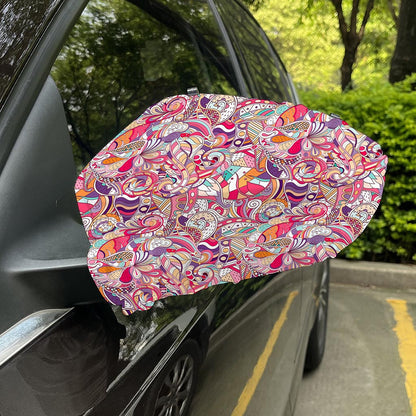Pastel Bohemian Floral Pattern Print Car Side Mirror Covers