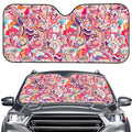 Pastel Bohemian Floral Pattern Print Car Windshield Sun Shade