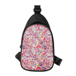 Pastel Bohemian Floral Pattern Print Chest Bag