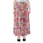 Pastel Bohemian Floral Pattern Print Chiffon Maxi Skirt
