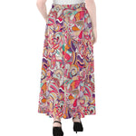 Pastel Bohemian Floral Pattern Print Chiffon Maxi Skirt