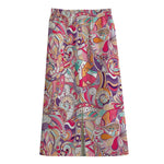Pastel Bohemian Floral Pattern Print Cotton Front Slit Maxi Skirt