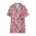Pastel Bohemian Floral Pattern Print Cotton Hawaiian Shirt