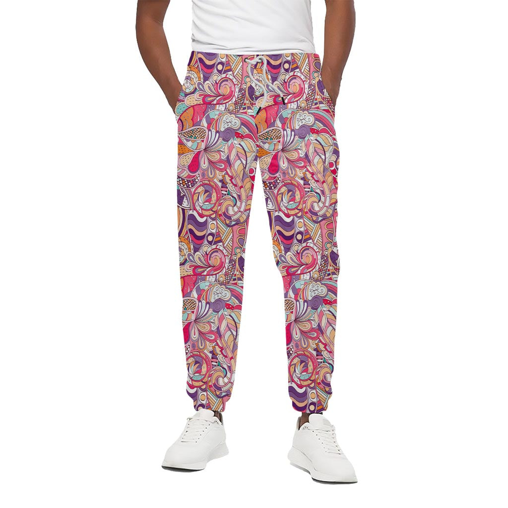 Pastel Bohemian Floral Pattern Print Cotton Pants