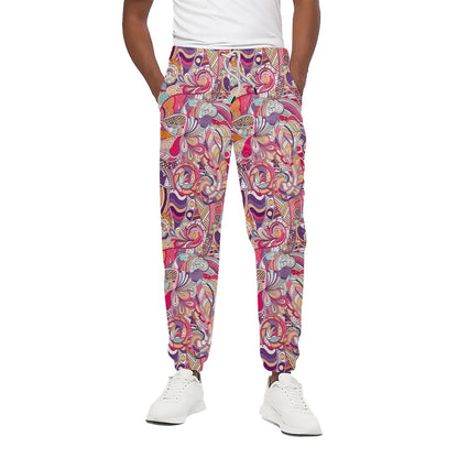 Pastel Bohemian Floral Pattern Print Cotton Pants