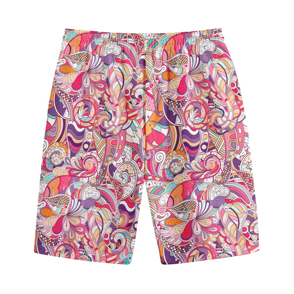 Pastel Bohemian Floral Pattern Print Cotton Shorts