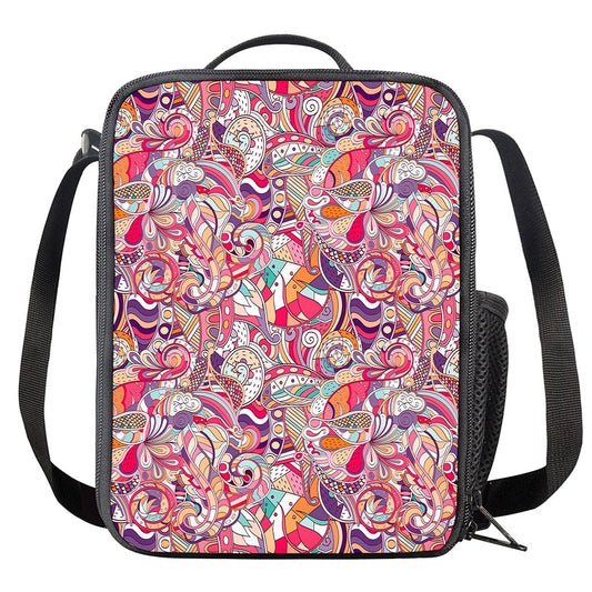 Pastel Bohemian Floral Pattern Print Crossbody Lunch Bag