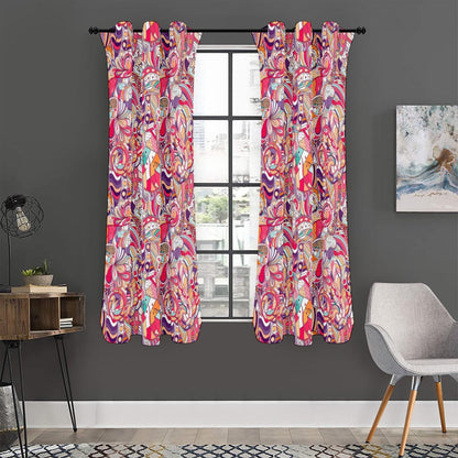 Pastel Bohemian Floral Pattern Print Curtain