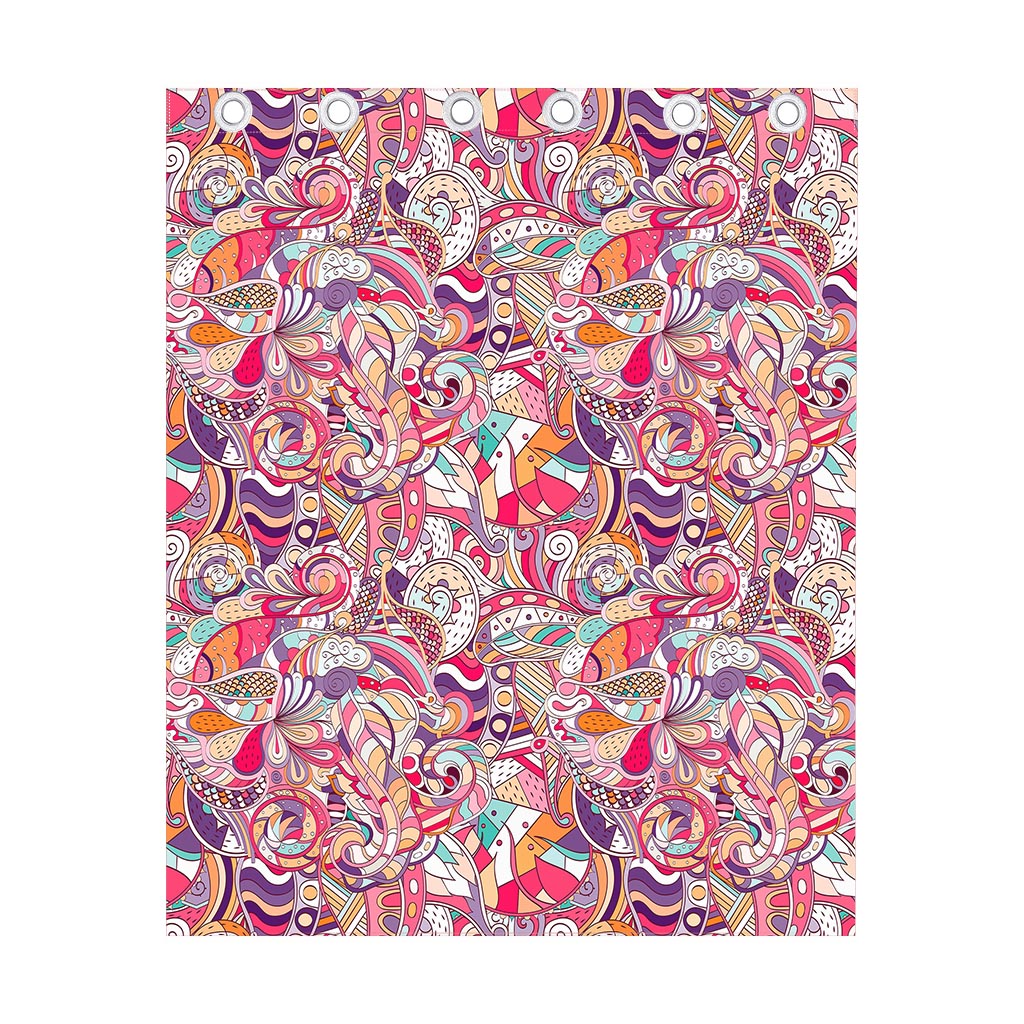 Pastel Bohemian Floral Pattern Print Curtain