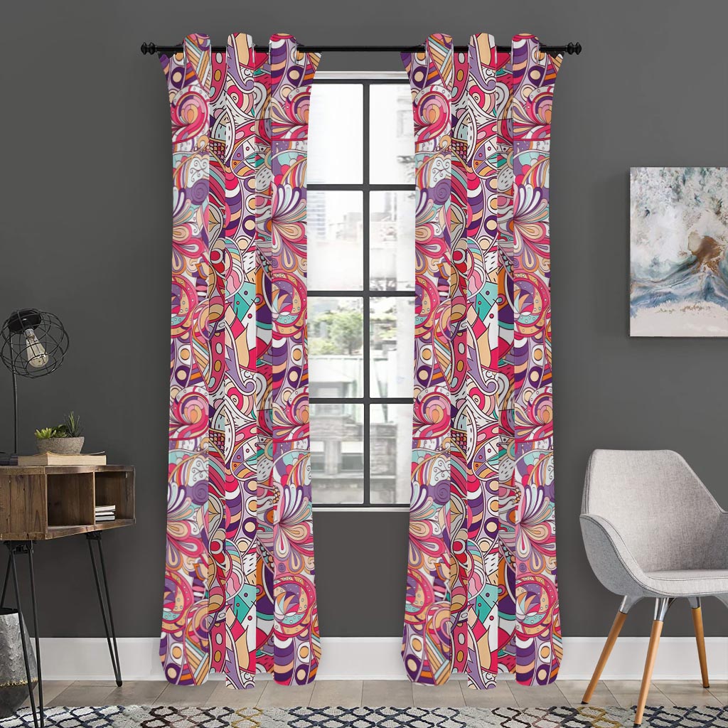 Pastel Bohemian Floral Pattern Print Curtain