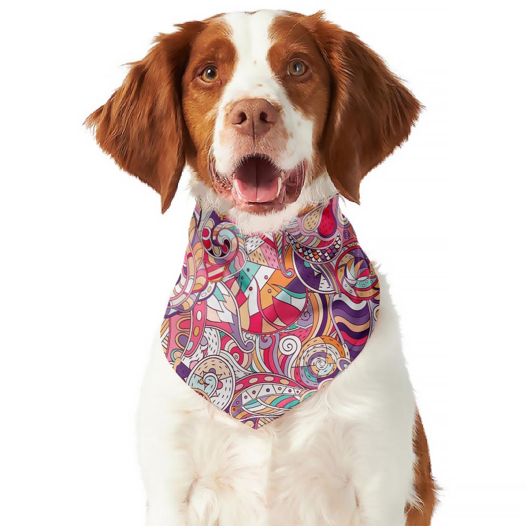 Pastel Bohemian Floral Pattern Print Dog Bandana