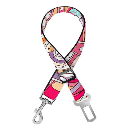 Pastel Bohemian Floral Pattern Print Dog Seat Belt