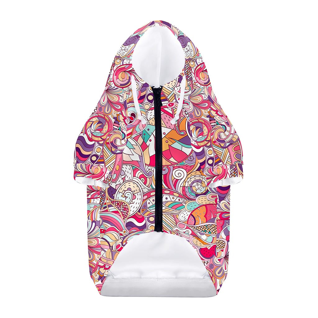 Pastel Bohemian Floral Pattern Print Dog Zip Up Hoodie