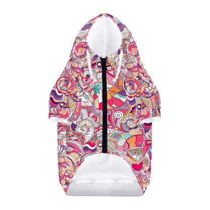 Pastel Bohemian Floral Pattern Print Dog Zip Up Hoodie